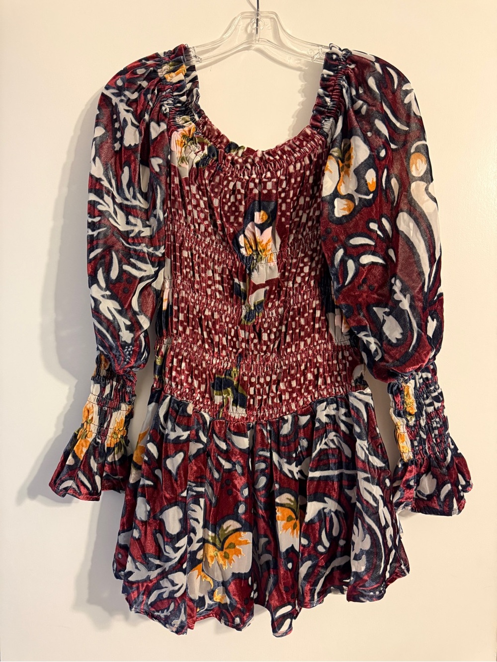 Free People Bali Aveline Velvet Mini Dress Size M